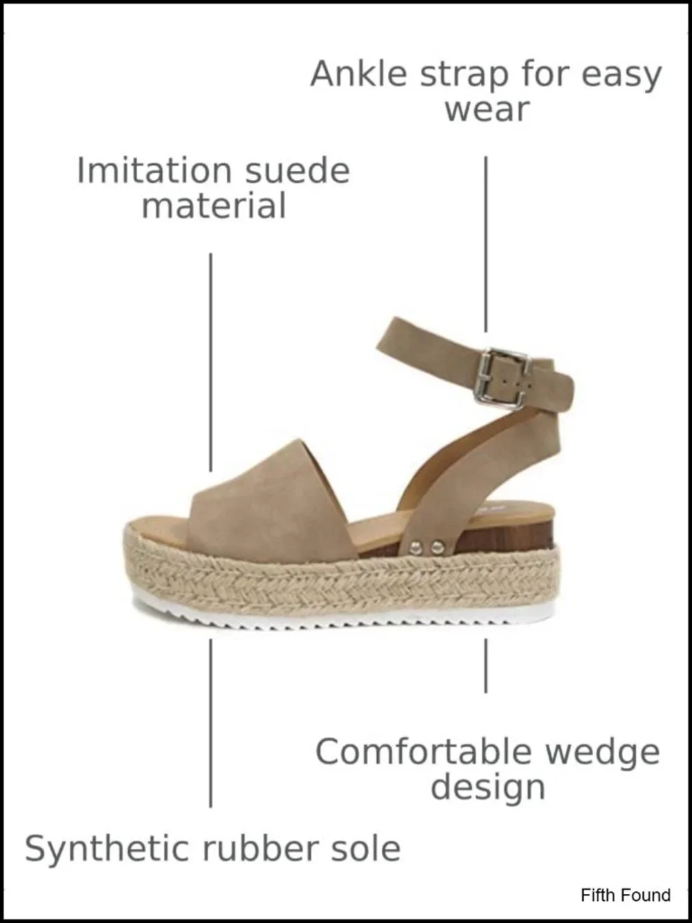 Open Toe Buckle Ankle Strap Espadrilles Flatform Wedge Casual Sandals